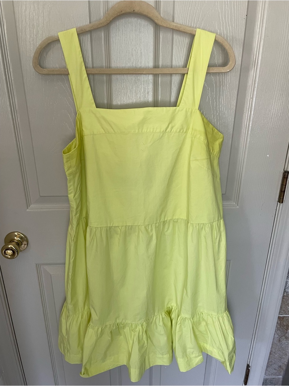 LOFT Lemon Yellow Square-Neck Tiered Mini Sundress
